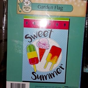 Garden flag Sweet Summer ice cream watermelon Popsicles 12" × 18" NWT
